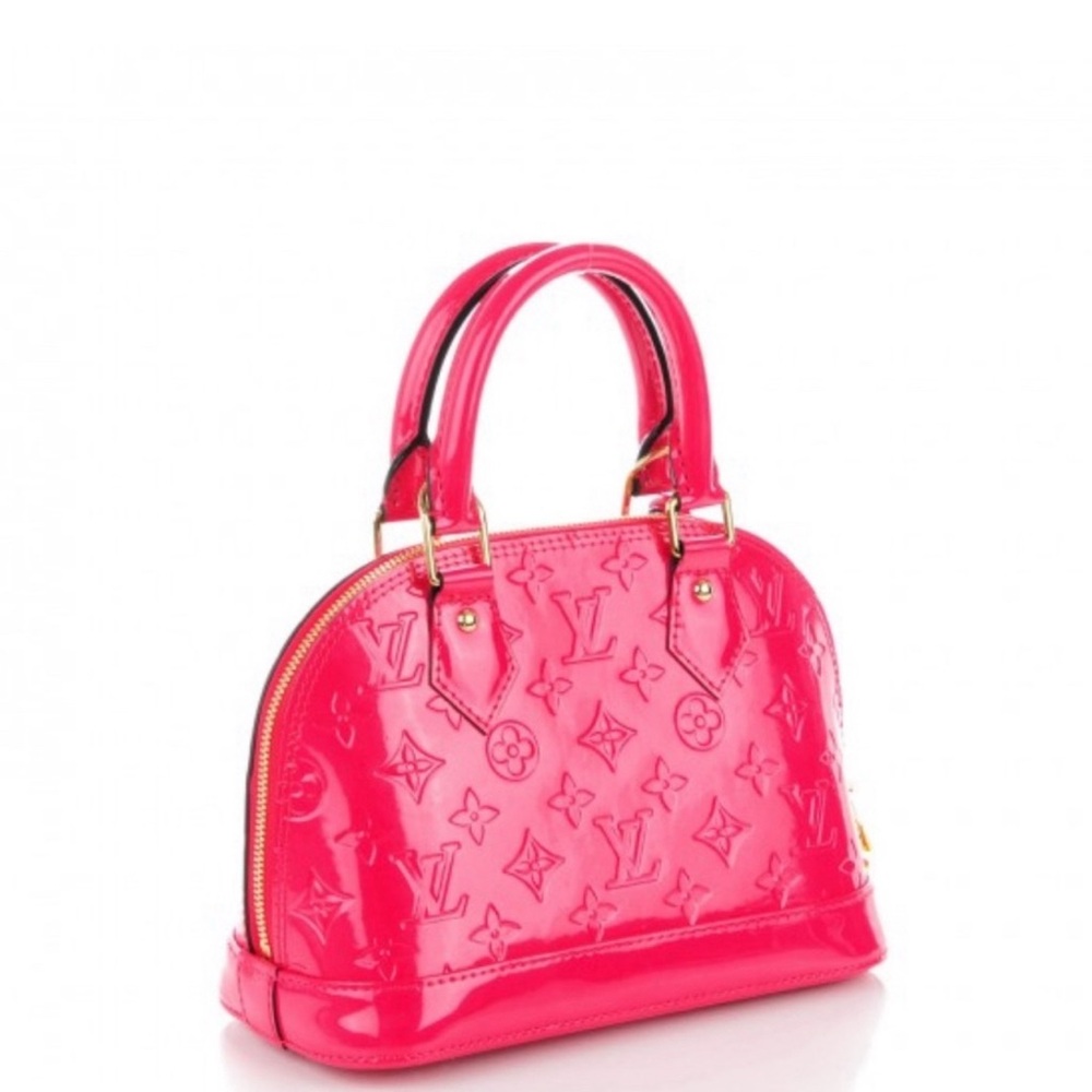 EUC Alma bb vernis hot pink / Fuchsia with lock and keys